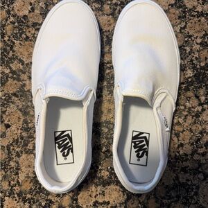 Women’s Vans Classic White Canvas Slip-Ons Size 10